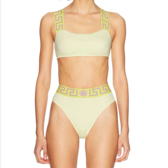 Versace Other - Versace 💛 Pale Yellow Medusa and Greca Print High Waist Bikini Bottom